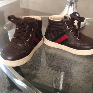 Toddler Gucci Brown high top sneakers